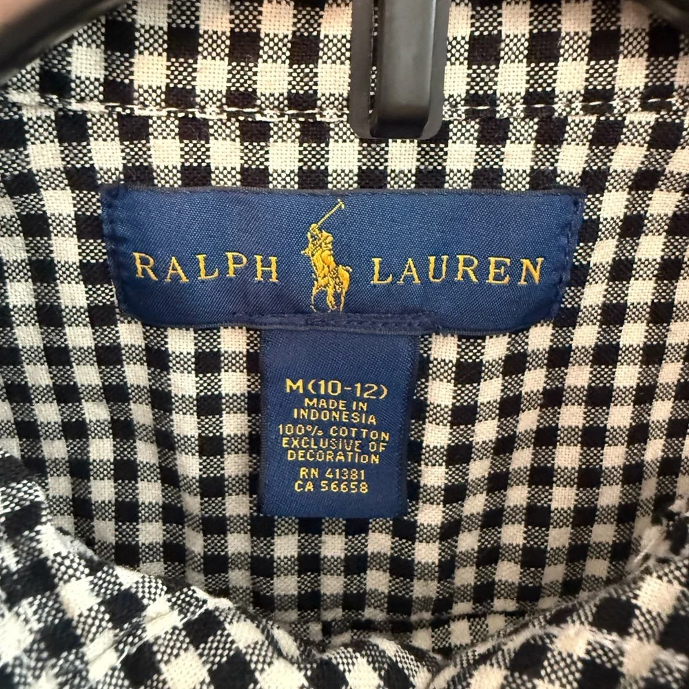 Ralph Lauren Boys Black and White Plaid Shirt